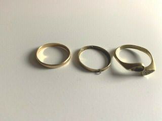 Three Vintage 14k Gold Rings For Repair Or Reuse