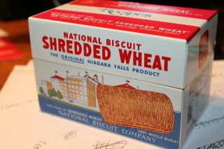 National Biscuit Shredded Wheat Tin Recipe Box Mail - A - Way Premium 1973