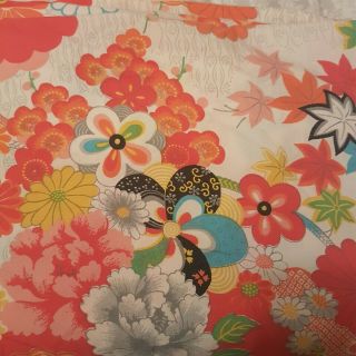 Vintage Wamsutta Kimono King Flat Sheet Ultracale Floral Asian