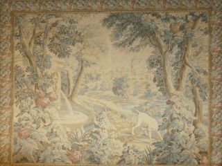 Huge Antique French Aubusson Style Chateau Wallhanging Tapestry 214cmx193cm