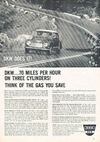 1960 Dkw F=6 Coupe Classic Advertisement Ad