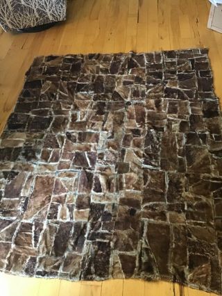 Vintage Patchwork Fur Blanket Throw Brown 75” X 60”