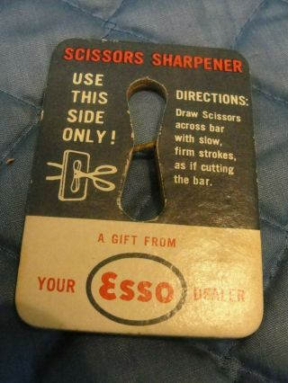 Vintage Esso Gas Dealer Cardboard Scissors Sharpener 2 X 3 "