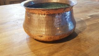 Arts And Crafts Beaten Copper decorative bowl plant pot holder 2
