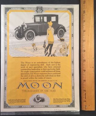 1920 Moon Motor Cars Vintage Full Page Color Print Advertisment