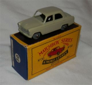 1950s Matchbox.  Lesney.  30 Ford Prefect Grey Plastic Wheels. ,