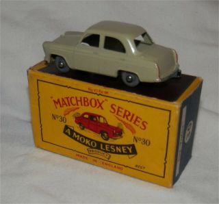 1950s Matchbox.  Lesney.  30 FORD PREFECT grey plastic Wheels. , 2
