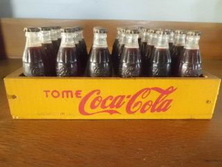 Vintage Coca Cola Coke Mini Wooden Crate With Bottles