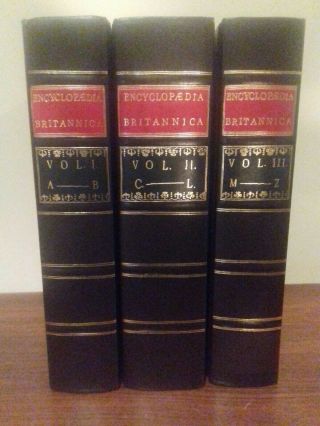 Vintage Leather Bound Set Encyclopedia Britannica 3 Volumes