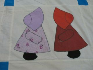 Vintage Hand Pieced & Sewn Little Girl Bonnet Quilt Top Cotton