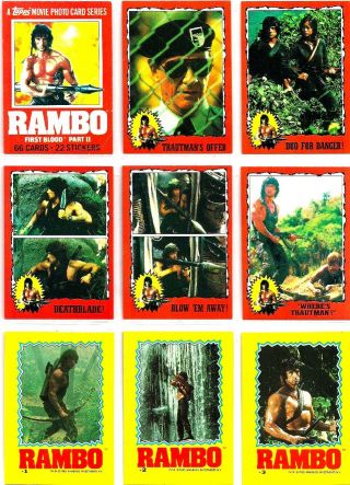 1985 Rambo First Blood Part Ii Trading Card Set