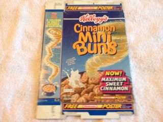 1993 Vintage Cinnamon Mini Buns Nintendo Poster Cereal Box Empty Flat Kellogg 