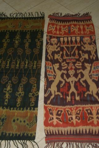 Handspun Hand Woven Intricate Sumba Hinggi Warp Ikat Tapestry Dye Resist Irs43
