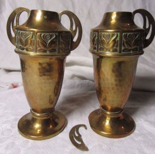 Antique Wmf Art Nouveau Jugendstil Hammered Copper Bud Vase