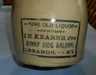 Antique Ovoid Whiskey Jug J H KEARNS Sunny Side Saloon Lebanon KY 2
