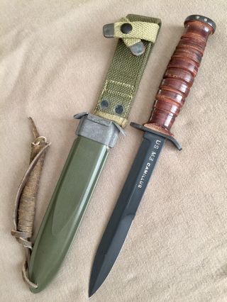 Wwii Usm3 Us M3 Fighting Knife Camillus Blade Marked M8 Scabbard -