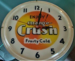 1950 ' s/60 ' s era Orange Crush electric clock 2