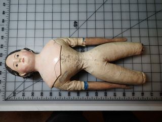 Antique Milliners Model Doll Paper Mache Head Wood Arms Leather Body