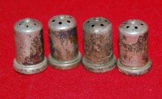 4 Vintage Sterling Silver Miniature Salt & Pepper Shakers 1 " Tall, .  Fs
