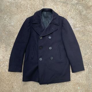 Wwii Peacoat - Vtg 1940s Usn Navy Blue Wool Coat,  Id’d,  Mens 40,  Medium - Large