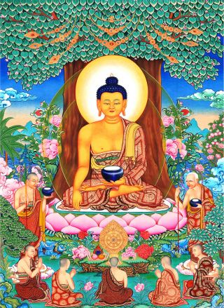 Mineral Color Buddhist Thangka Sakyamuni In The Bodhi Day Become Awakened One S