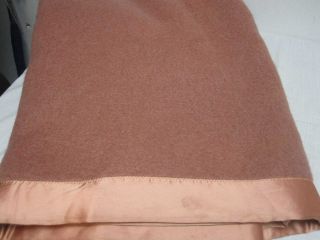 Vintage Peach St Marys 100 Wool Blanket With Satin Edge 70 " X 84 "