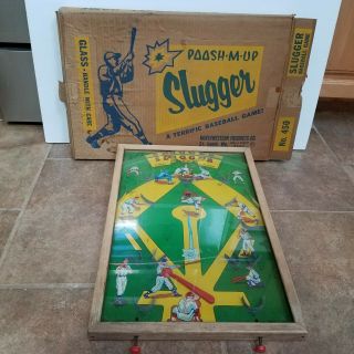 Vintage Poosh - M - Up Slugger Baseball Bagatelle Complete W/box