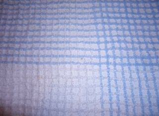 LL Bean Blue & White Square Pattern Chenille Blanket Bedspread Twin 84 X 106 A, 3
