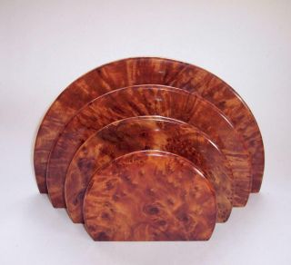 Vintage Art Deco Sunburst Burr/burl Wood Letter Rack - Grained Wood