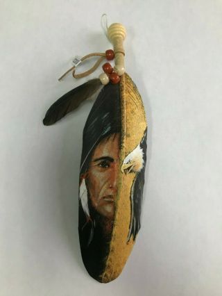 Hand Painted Feather,  Arts & Crafts,  Southwest,  Santa Fe,  Eagle & Warrior