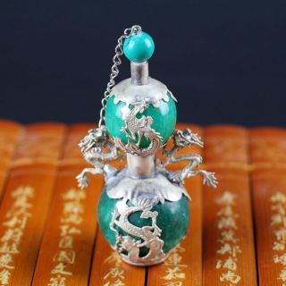 China Old Beijing Old Goods Silver Package Jade Snuff Bottle Rn