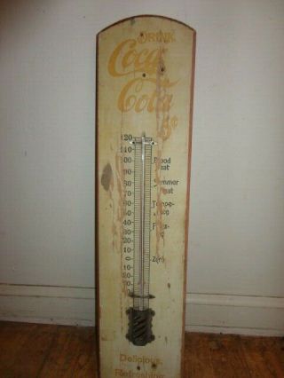 Rare 1905 Coca - Cola Wood Thermometer