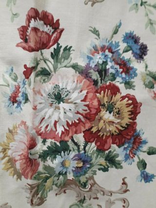 Vintage Floral Fabric Curtains Pair 1940 Cottage Style Cotton Shabby Chic