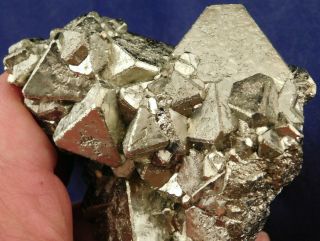 A Huge And 100 Natural Tetrahedron Pyrite Crystal Cluster Peru 710gr E