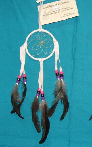 White 3 " Hoop Dreamcatcher Authentic Native American 808