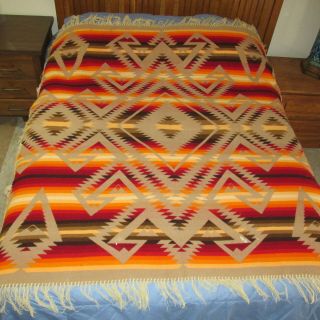 Rare 1921 Pendleton Indian Trade Blanket Wool,  Label & Fringe,  58 X 63