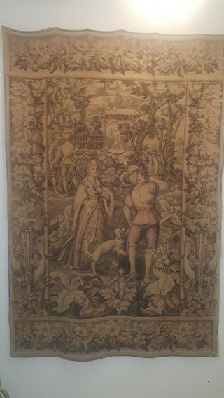Antique French Tapestry Large 49 " W X 74 " L