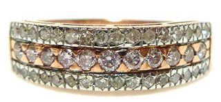 Qvc Designer 14k Rose Gold.  55ct Pink White Diamond Stackable Ring Band Sz 7.  75