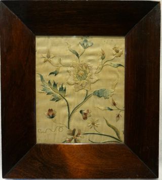 Small Early 19th Century Silk Work Of A Floral Spray - C.  1820