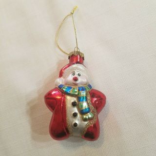 Old World Christmas Ornament Santa Hat Snowman Star Suit Scarf Glass