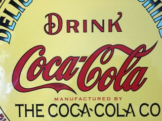 VINTAGE DRINK COCA COLA PORCELAIN SIGN SODA POP GENERAL STORE GAS OIL PUMP PLATE 3