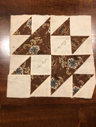 Old Threads Antique Quilt Collage Square Signed - Mary Spycker Lewisburg 1849