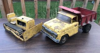 Vintage Tonka Road Builder Truck And Dozer - Barn Find