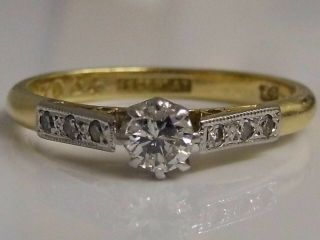 An Exquisite Antique 18ct Solid Gold Platinum Set Diamond Solitaire Ring Uk M1/2