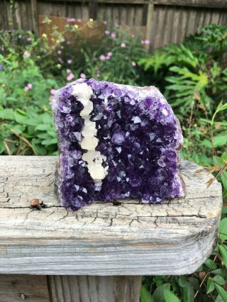 Large Uruguayan Amethyst Cluster With Calcite (2lb 5oz) - 4 Inches Tall - Grade A