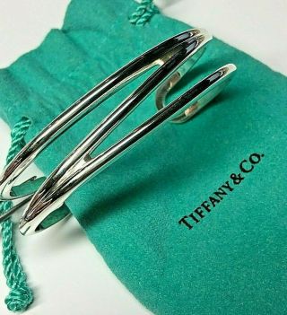 Tiffany & Co Italy Vintage Sterling Silver 925 Wave Zigzag Open Cuff Bracelet
