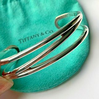 Tiffany & Co Italy Vintage Sterling Silver 925 Wave Zigzag Open Cuff Bracelet 2