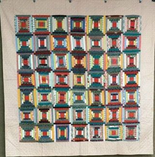 Slice Of Cheddar C 1890s Pa Courthouse Steps Quilt Antique Red Centers