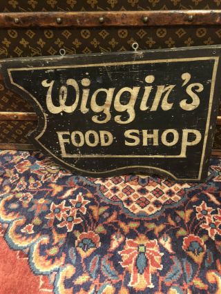 Antique Double Sided Wiggins Food Advertising Wooden Trade Sign C.  1910 2