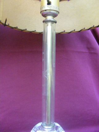 Pair Mid Century Modern Etched Glass Table Lamps,  2 Tier Small Fiberglass Shades 3